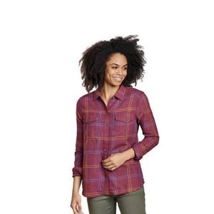 Toad&Co Re-Form plaid flannel shirt in Port color
